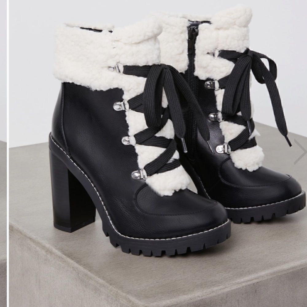 PALLI FAUX SHEARLING LACE-UP BOOTIE BCBGeneration